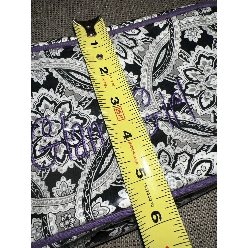 GLAM GIRL Cosmetic Carry Case Black White Print Zippered Pocket‎